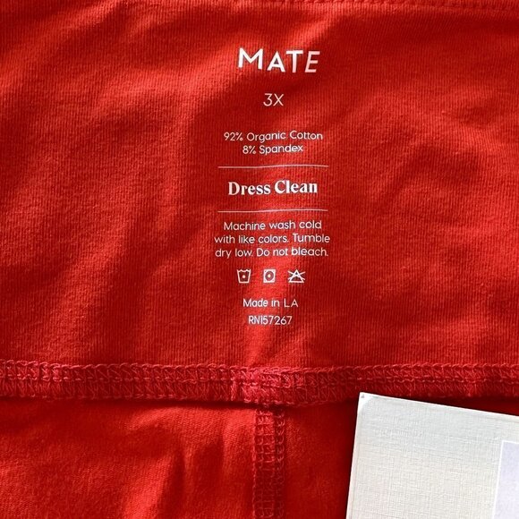 NWT MATE the Label Red Organic Stretch Biker Short - Size 3X - Picture 3 of 7